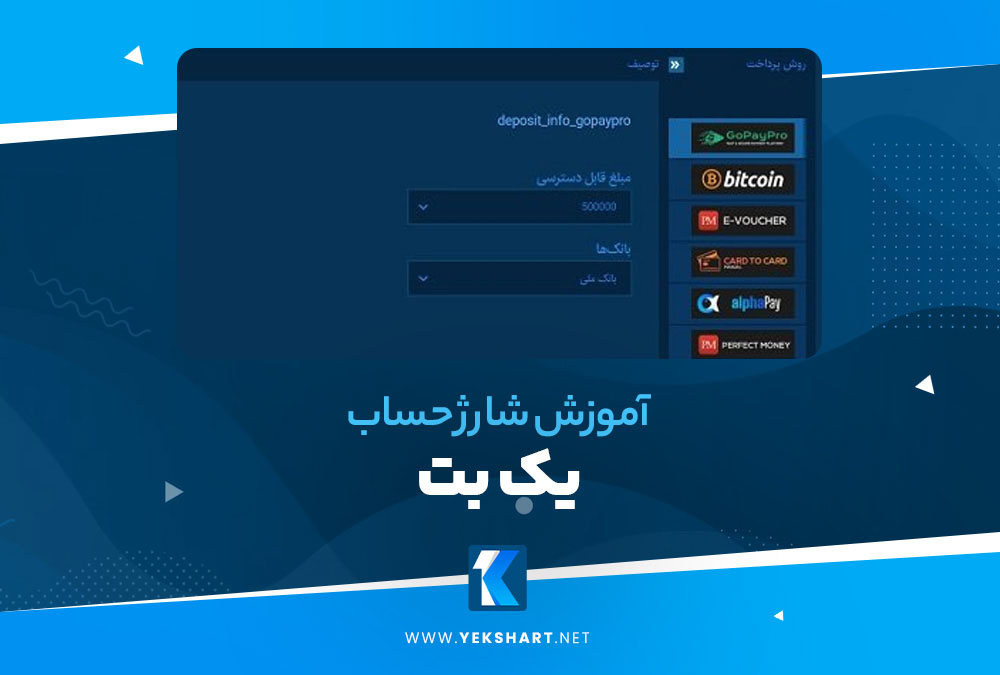 آموزش شارژ حساب یک بت آموزش شارژ حساب یک بت